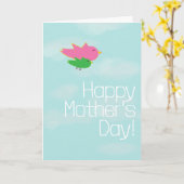 Mama- und Kindervögel Karte (Gelbe Blume)
