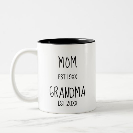 Mama und neue Oma EST-Tasse 2020 Zweifarbige Tasse (Links)