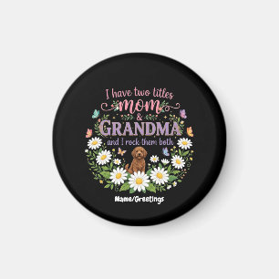 Mama und Oma Zwei Titel Florales Hundedesign mit G Magnet