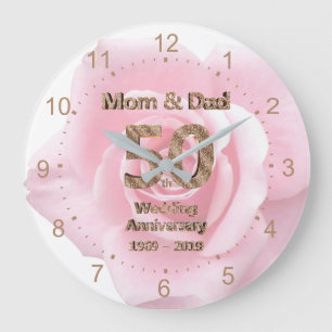 Mama und Papa 50. Hochzeitstag 2019 Rose Große Wanduhr