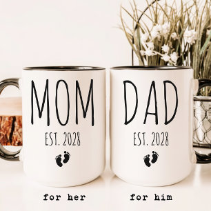 Mama und Papa   Benutzerdefinierte elegante Skript Tasse
