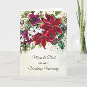 Mama und Papa, Hochzeitsjubiläum, Poinsettie Feiertagskarte
