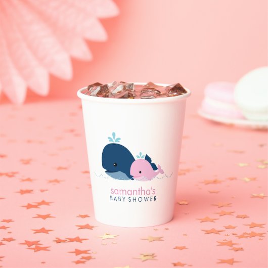 Mama und Pink Baby Whales Paper Cup Pappbecher (Insitu)