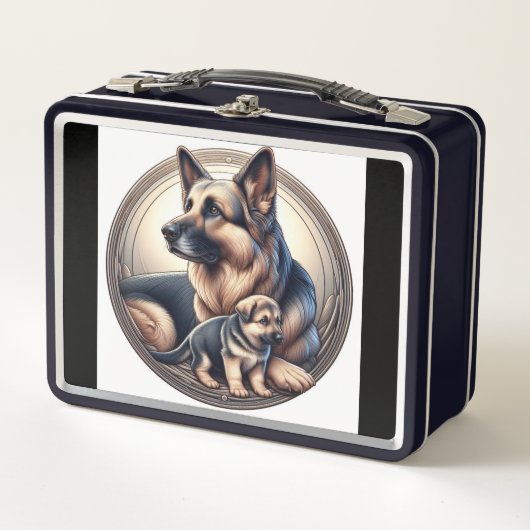 Mama und Pup 01X Metall Brotdose (Vorderseite)