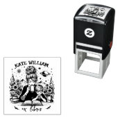 Mama und Sohn mit Buch Custom ex libris Permastempel (Beispiel)