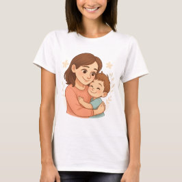Mama und Son Hug Cartoon T - Shirt Niedlich Mutter