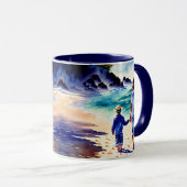 Mama und Son Walking an der Beach Tasse (VorderseiteRechts)
