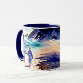 Mama und Son Walking an der Beach Tasse (Vorderseite Links)