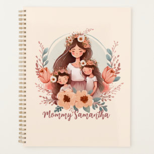 Mama und Töchter mit floralem Hintergrund Planer