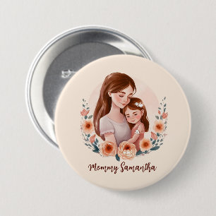 Mama und Tochter mit Rose Kranz Button