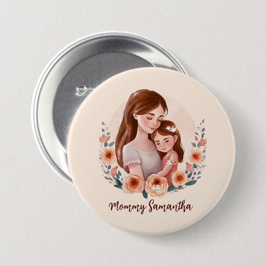 Mama und Tochter mit Rose Kranz Button (Vorne & Hinten)