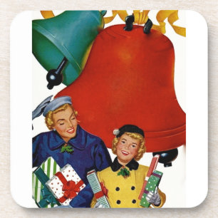 Mama und Tochter Xmas Shopping in den 50er Jahren Getränkeuntersetzer