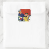 Mama und Tochter Xmas Shopping in den 50er Jahren Quadratischer Aufkleber (Tasche)