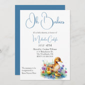 Mama und Twin Ducklings Babydusche Einladung (Vorne/Hinten)