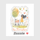 Mama und Twins auf Stroller Aufkleber (Blatt)