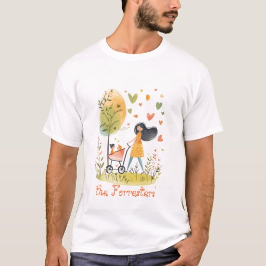 Mama und Twins auf Stroller T-Shirt (Vorderseite)