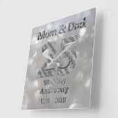 Mama und Vater 25. Hochzeitstag 2019 Quadratische Wanduhr (Winkel)