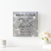 Mama und Vater 25. Hochzeitstag 2019 Quadratische Wanduhr (Zuhause)