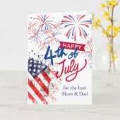 Mama und Vater 4. Juli Patriotic Karte (Gelbe Blume)