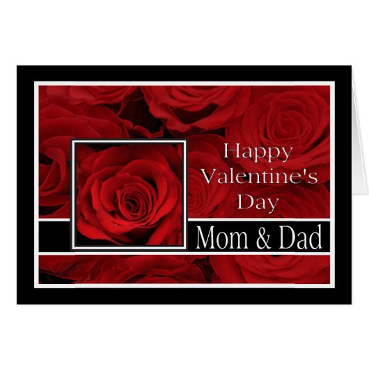 Mama und Vater Glückliche Valentinstag Rose (Vorderseite (Horizontal))