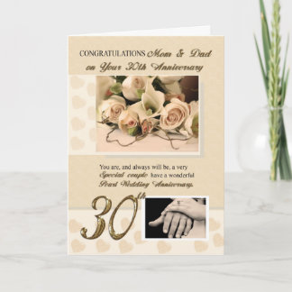 Mama und Vater zum 30. Pearl-Jubiläum Karte