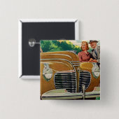 Mama und Vaters MAMMOTH Golden 1941 Plymouth Button (Vorne & Hinten)