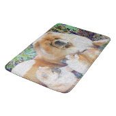 Mama und Welpen baden matt/kratzen Badematte (Schrägansicht)