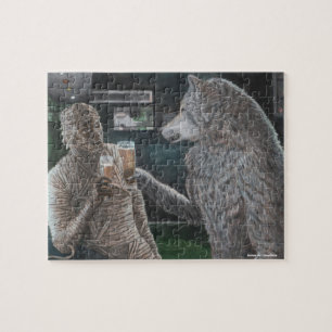 Mama und Werwolf trinken kleines Fantasiepuzzle Puzzle