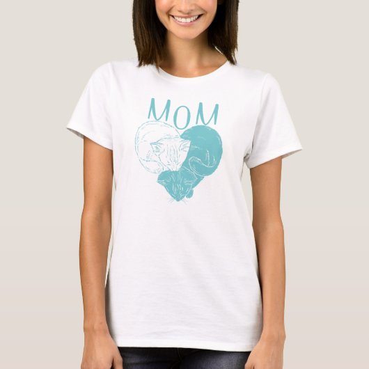 Mama und zwei Herzkatzen T-Shirt (Vorderseite)