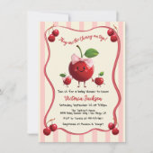 Mama und Zwillingsjunge Mädchen Baby Cherry Baby S Einladung (Vorderseite)