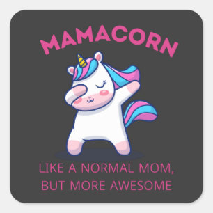 Mama Unicorn Fan Club Quadratischer Aufkleber