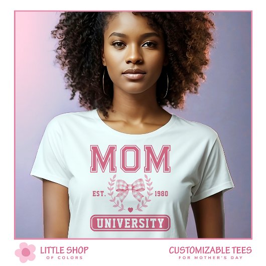 Mama University Pink Bow Mütter Tag Tri-Blend Shirt
