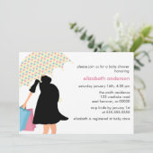 Mama unter Regenschirm-Baby-Dusche Einladung (Stehend Vorderseite)