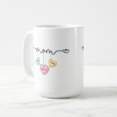 Mama Valentine Kinder Name Convo Herz Kaffeetasse (Vorderseite Links)
