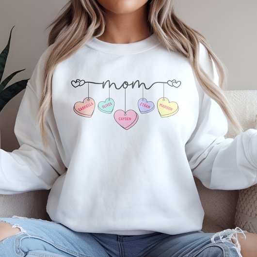 Mama Valentine Kinder Name Convo Herz Sweatshirt