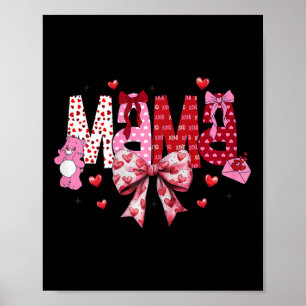Mama Valentinstag Groovy Coquette Bogen Herz Val Poster