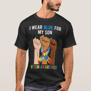 Mama Vater Autismus Aufstieg Hände ich tragen Blau T-Shirt