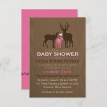 Mama, Vater & Baby Girl Deer Pink Babydusche Einla