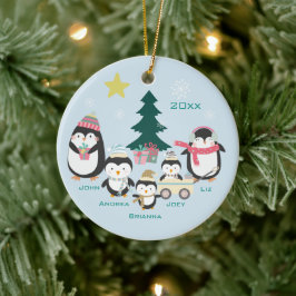 Mama, Vater & Drei Kinder ~ Pinguine Keramik Ornament