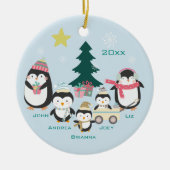 Mama, Vater & Drei Kinder ~ Pinguine Keramik Ornament (Vorne)