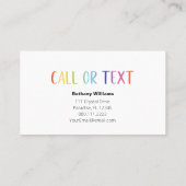 Mama Vater Einfache bunte Calling Cards Visitenkarte (Rückseite)