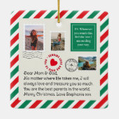 Mama & Vater Frohe Weihnachtsschreiben FotoCollage Keramikornament (Rückseite)