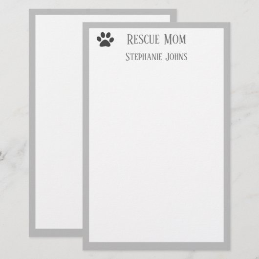 Mama-Vater für Hunde Eltern-Individuelle Name Briefpapier (Vorne/Hinten)