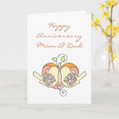 Mama & Vater Geburtstag Vögel mit Blumenherz Karte (Gelbe Blume)