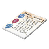 Mama & Vater Gedicht - Happy Anniversary - Cream Notizblock (Rotiert)