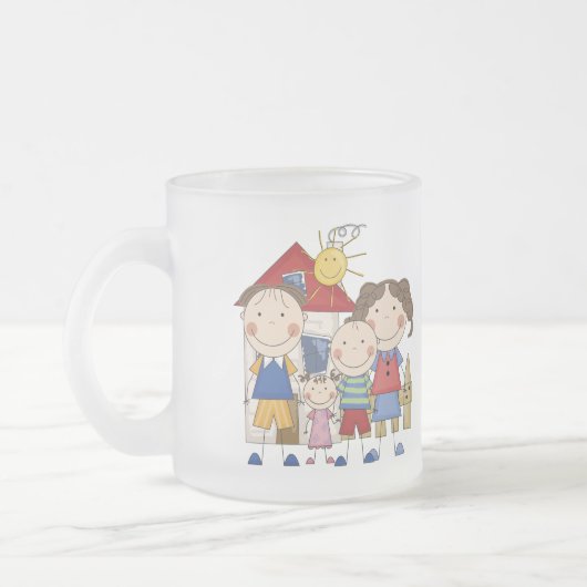 Mama, Vater, großer Junge, kleine Mädchen-Familie Mattglastasse (Links)