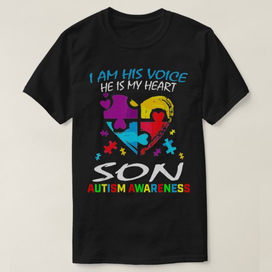 Mama Vater Ich bin seine Stimme, er ist mein Herz  T-Shirt (Design vorne)