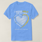 Mama Vater ich trage Gold für mein Sohn Kinderkreb T-Shirt (Design vorne)