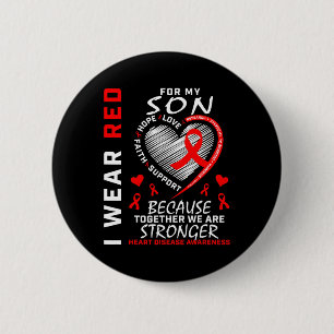 Mama Vater ich trage Rot für meine Sohn Herzerkran Button