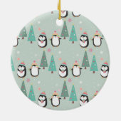Mama, Vater & Kinderpinguine Keramik Ornament (Hinten)